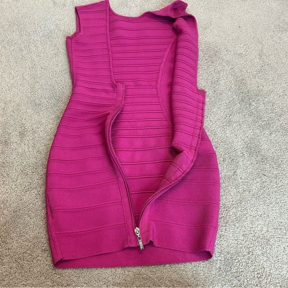 Guess by Marciano hot pink sleeveless low back bandage bodycon cocktail dress XS - Picture 4 of 11